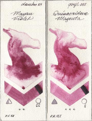 Daniel Smith 214 Mayan Violet, Golden QOR 265 Quinacridone Magen watercolor swatch