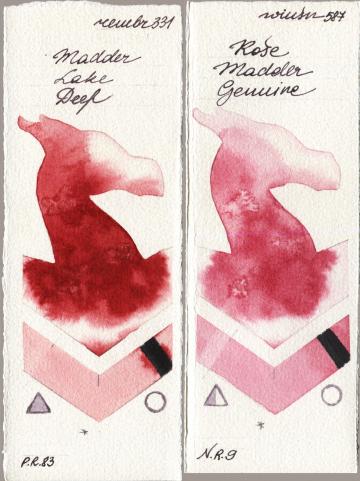 Royal Talens Rembrandt Watercolour 331 Madder Lake Deep vs Winsor & Newton Professional 587 Rose Madder Genuine watercolor swatch