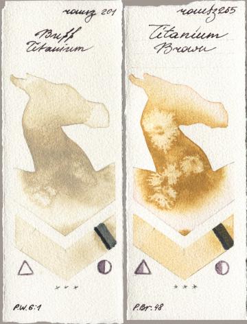 Roman Szmal Aquarius 201 Buff Titanium vs 265 Titanium Brown watercolor swatch