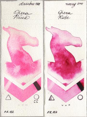 Daniel Smith 198 Opera Pink, Rosa Gallery 744 Opera Ro watercolor swatch