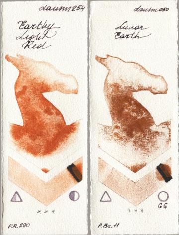 Daniel Smith 254 Earthy Light Red vs 050 Lunar Earth watercolor swatch