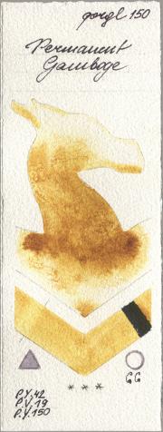 Golden QOR 150 Permanent Gambo watercolor swatch