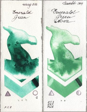 Rosa Gallery 712 Emerald Green, Holbein Artists Watercolor 064 Emerald Green No watercolor swatch