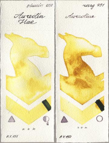 Shminke Horadam Aquarell 208 Aureolin Hue, Rosa Gallery 751 Aureoli watercolor swatch