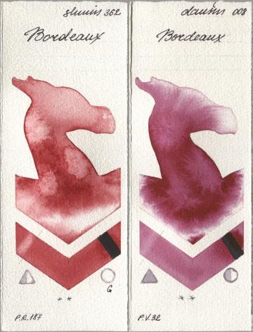 Shminke Horadam Aquarell 362 Bordeaux, Daniel Smith 008 Bordea watercolor swatch