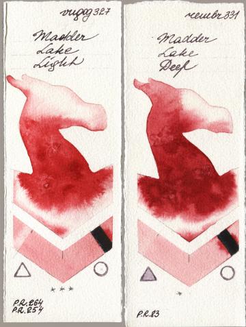 Royal Talens Van Gogh Watercolour 327 Madder Lake Light vs Royal Talens Rembrandt Watercolour 331 Madder Lake Deep watercolor swatch