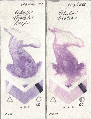 Daniel Smith 031 Cobalt Violet Deep, Golden QOR 285 Cobalt Viol watercolor swatch