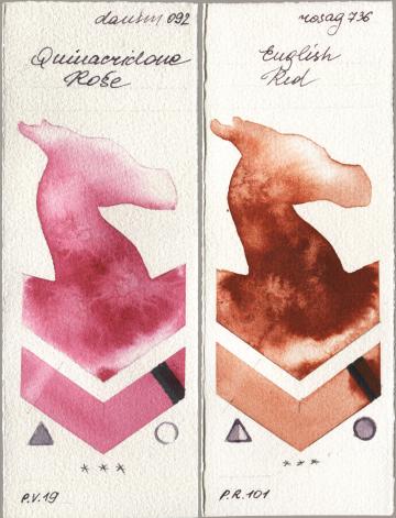 Daniel Smith 092 Quinacridone Rose, Rosa Gallery 736 English R watercolor swatch