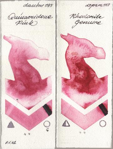 Daniel Smith 095 Quinacridone Pink, 167 Rhodonite Genui watercolor swatch