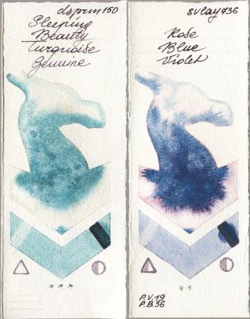Daniel Smith 150 Sleeping Beauty Turquoise Genuine vs SuperVision 736 Rose Blue Violet watercolor swatch