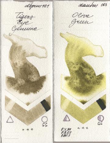 Daniel Smith 161 Tigers Eye Genuine, 063 Olive Gre watercolor swatch