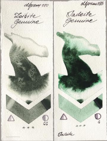 Daniel Smith 180 Zoisite Genuine, 195 Jadeite Genui watercolor swatch
