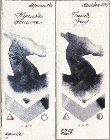 Daniel Smith 186 Kyanite Genuine vs 239 Janes Grey watercolor swatch