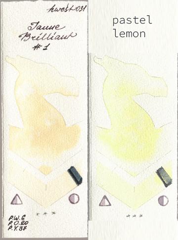 Holbein Artists Watercolor 031 Jaune Brilliant No 1, my 023 pastel lem watercolor swatch