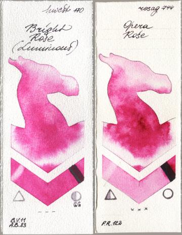 Holbein Artists Watercolor 170 Bright Rose (Luminous), Rosa Gallery 744 Opera Ro watercolor swatch