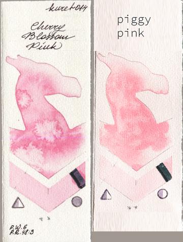 Kuretake Gansai Tambi 014 Cherry Blossom Pink, my 031 piggy pi watercolor swatch