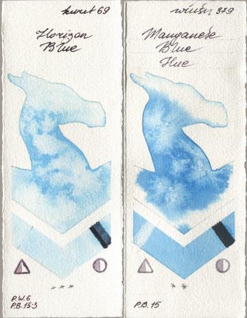 Kuretake Gansai Tambi 069 Horizon Blue, Winsor & Newton Professional 379 Manganese Blue H watercolor swatch
