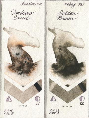 Kusakabe 012 Darkness Sand, Rosa Gallery 761 Golden Bro watercolor swatch
