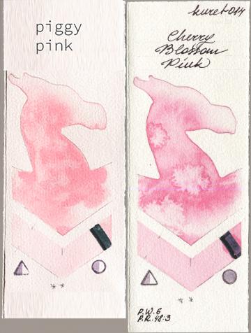 my 031 piggy pink, Kuretake Gansai Tambi 014 Cherry Blossom Pi watercolor swatch