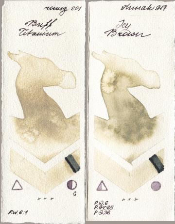 Roman Szmal Aquarius 201 Buff Titanium, Shminke Akademie Aquarell 917 Icy Bro watercolor swatch