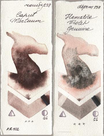 Roman Szmal Aquarius 239 Caput Mortuum, Daniel Smith 157 Hematite Violet Genui watercolor swatch
