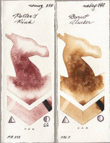 Roman Szmal Aquarius 359 Potters Pink vs Rosa Gallery 746 Burnt Umber watercolor swatch