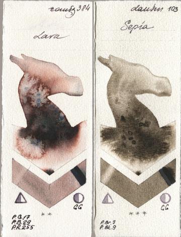Roman Szmal Aquarius 384 Lava, Daniel Smith 103 Sep watercolor swatch