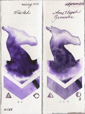 Rosa Gallery 710 Violet vs Daniel Smith 203 Amethyst Genuine watercolor swatch