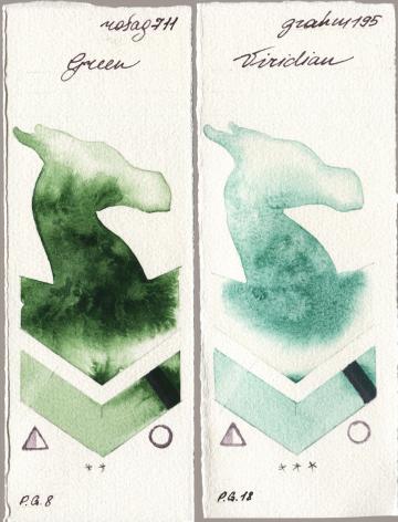 Rosa Gallery 711 Green vs M. Graham & Co. Artists 195 Viridian watercolor swatch