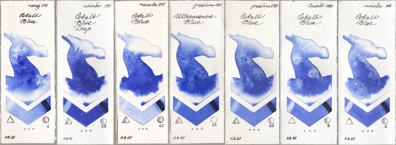 Rosa Gallery 716 Cobalt Blue, Winsor & Newton Professional 180 Cobalt Blue Deep, Royal Talens Rembrandt Watercolour 511 Cobalt Blue, M. Graham & Co. Artists 190 Ultramarine Blue, 090 Cobalt Blue, Holbein Artists Watercolor 090 Cobalt Blue, 178 Cobalt Bl watercolor swatch