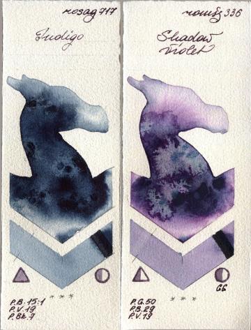 Rosa Gallery 717 Indigo vs Roman Szmal Aquarius 336 Shadow Violet watercolor swatch