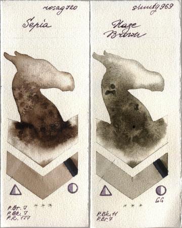 Rosa Gallery 720 Sepia vs Shminke Horadam Aquarell 969 Haze Brown watercolor swatch