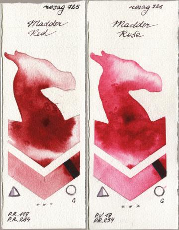 Rosa Gallery 725 Madder Red, 726 Madder Ro watercolor swatch