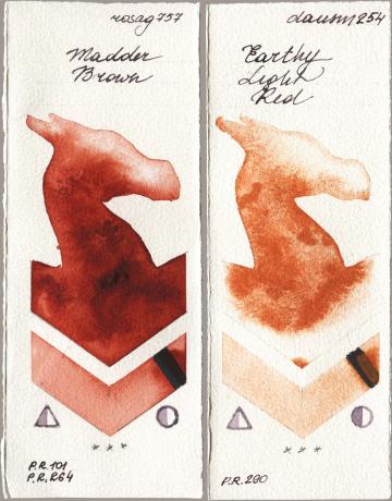 Rosa Gallery 757 Madder Brown vs Daniel Smith 254 Earthy Light Red watercolor swatch