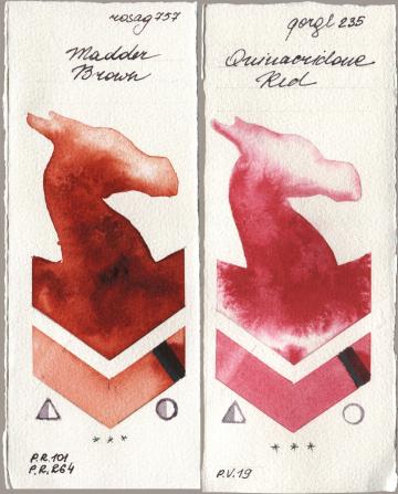 Rosa Gallery 757 Madder Brown, Golden QOR 235 Quinacridone R watercolor swatch