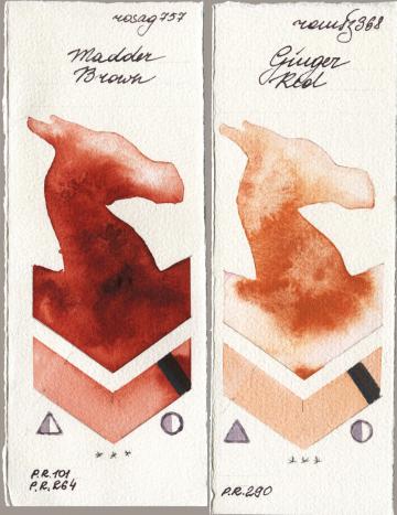 Rosa Gallery 757 Madder Brown vs Roman Szmal Aquarius 368 Genger Red watercolor swatch