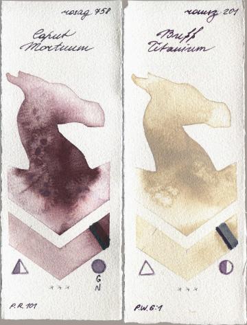 Rosa Gallery 758 Caput Mortuum vs Roman Szmal Aquarius 201 Buff Titanium watercolor swatch