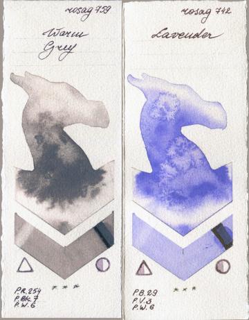 Rosa Gallery 759 Warm Grey vs 742 Lavender watercolor swatch
