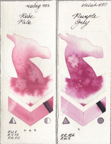 Rosa Gallery 793 Rose Pale, Shinhan PWC 650 Purple Gr watercolor swatch
