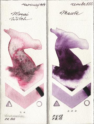 Rockwell 414 Morai Witch vs Royal Talens Rembrandt Watercolour 532 Mauve watercolor swatch