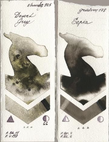 Shminke Horadam Aquarell 925 Desert Grey, M. Graham & Co. Artists 178 Sep watercolor swatch