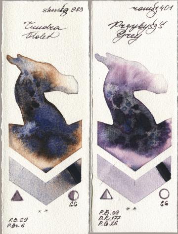 Shminke Horadam Aquarell 983 Tundra Violet, Roman Szmal Aquarius 401 Przybyszs Gr watercolor swatch