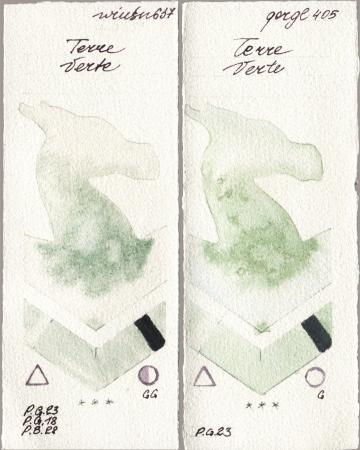 Winsor & Newton Professional 637 Terre Verte, Golden QOR 405 Terre Ver watercolor swatch