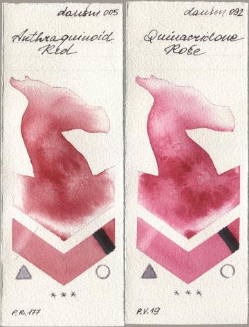 Daniel Smith 005 Anthraquinoid Red, 092 Quinacridone Ro watercolor swatch