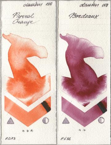 Daniel Smith 126 Pyrrol Orange, 008 Bordea watercolor swatch