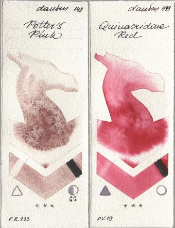 Daniel Smith 148 Potters Pink, 091 Quinacridone R watercolor swatch