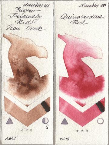 Daniel Smith 177 Enviro-Friendly Red Iron Oxide, 091 Quinacridone R watercolor swatch