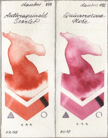Daniel Smith 224 Anthraquinoid Scarlet, 092 Quinacridone Ro watercolor swatch