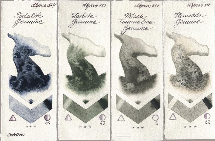 Daniel Smith 179 Sodalite Genuine, 180 Zoisite Genuine, 207 Black Tourmaline Genuine, 156 Hematite Genui watercolor swatch