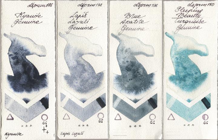 Daniel Smith 186 Kyanite Genuine, 138 Lapis Lazuli Genuine, 196 Blue Apatite Genuine, 150 Sleeping Beauty Turquoise Genui watercolor swatch